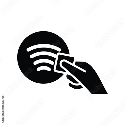 black contactless NFC wireless pay icon vector