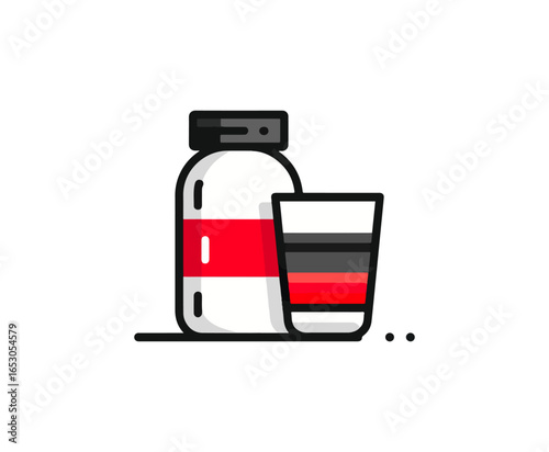 Beverage container and glass illustration