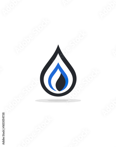 Blue flame drop graphic design element