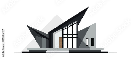 Modern house exterior design illustration