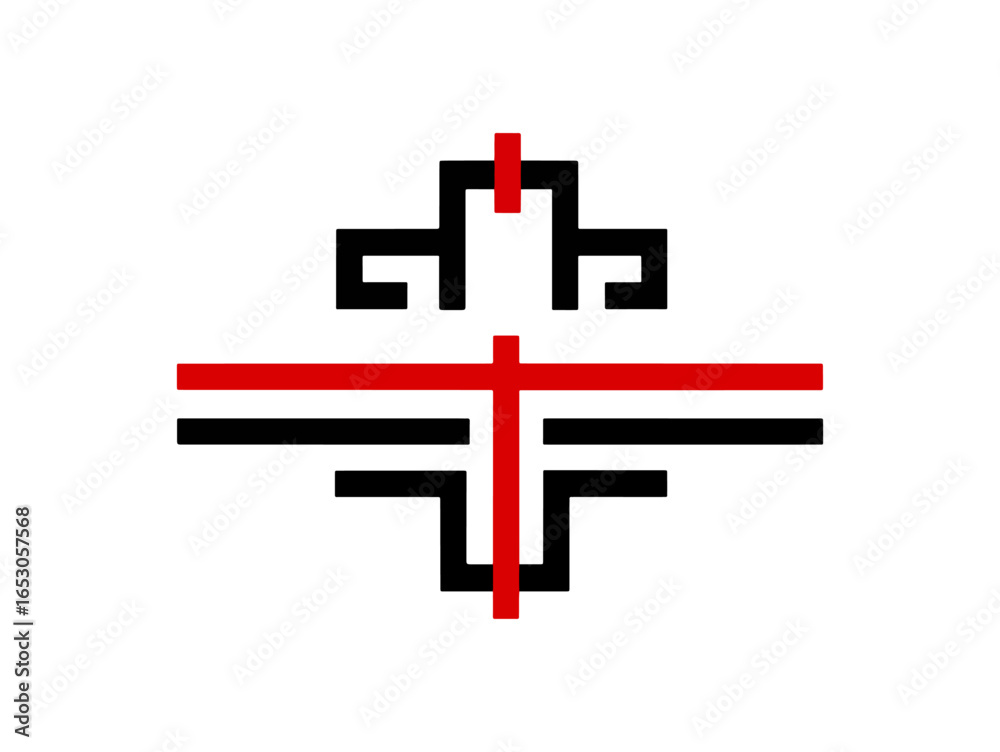 Obraz premium Red cross graphic against black background