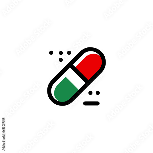 Red and green capsule illustration
