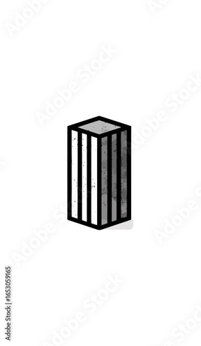 Stylized grayscale multistory building illustration