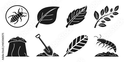 Garden pests and plant care icons