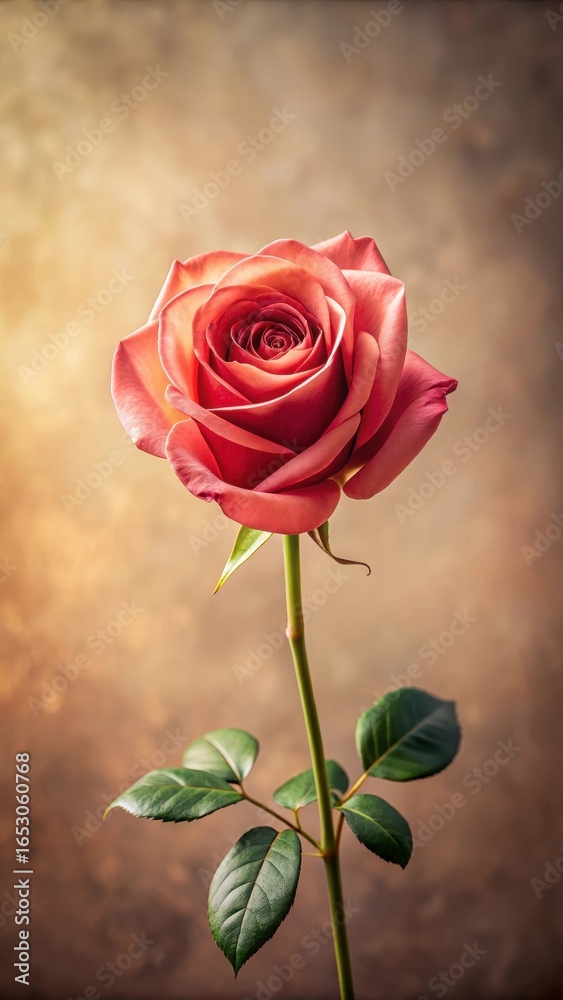 Fototapeta premium A single rose in full bloom against a neutral background