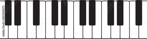 Closeup of piano keys isolated on white background, musical instrument