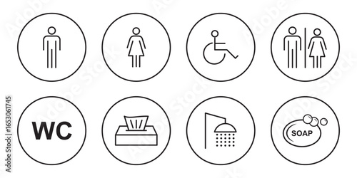 restroom icon. Toilet icon set . Toilet vector icon. WC sign. Female or male restroom. eps 10