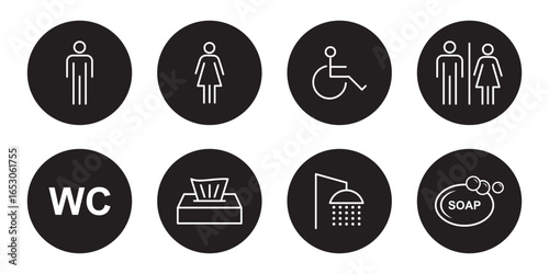restroom icon. Toilet icon set . Toilet vector icon. WC sign. Female or male restroom. eps 10