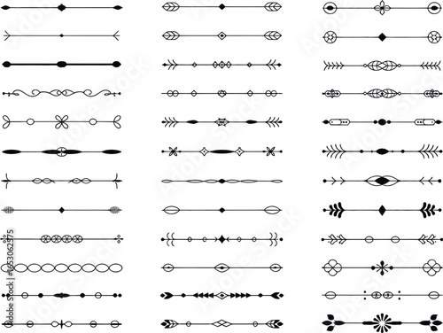Collection of Black Decorative Dividers, Vintage Style Text Separators on White