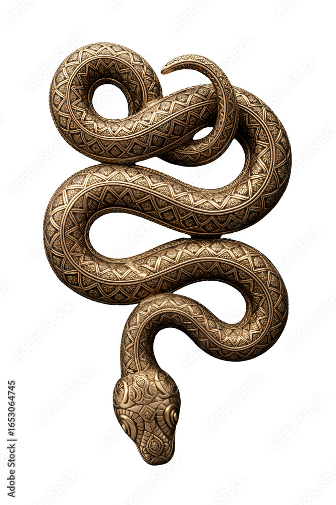 Obraz premium Ornate Golden Snake Sculpture on Black Background
