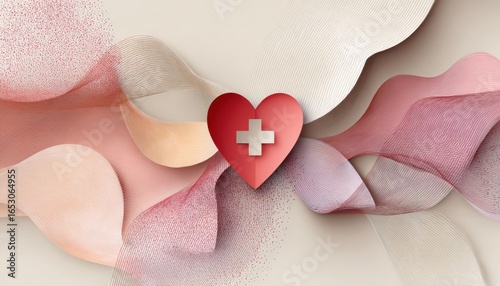 A horizontal illustration for Sexual Health Day, showing a simple stylized heart combined with a medical cross symbol 