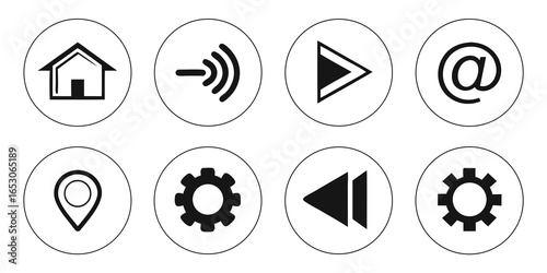 Interface icons isolated on white background