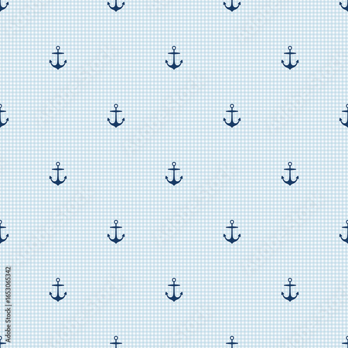 Seamless pattern of anchors on small gingham