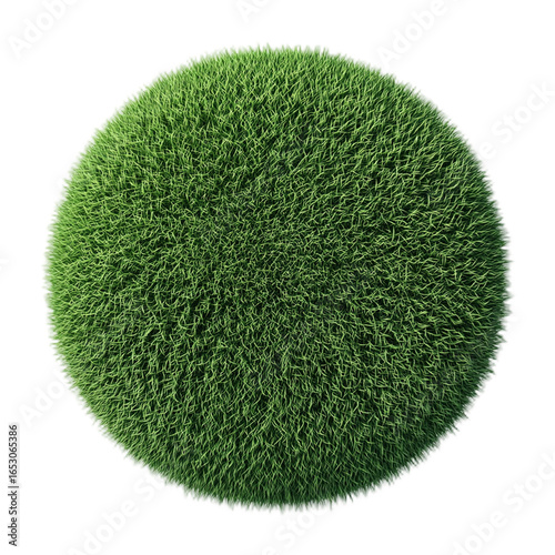 Round green grass patch isolated on a transparent background, perfect for eco-friendly concepts, ideal for nature-themed designs, suitable for spring or Earth Day projects