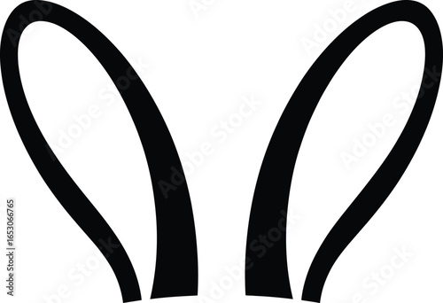 Minimalist Silhouette Two Black Upright Rabbit Ears on a Transparent Background
