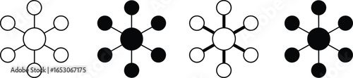 Molecular Diagrams Set | Outline and Solid Designs on Transparent Background