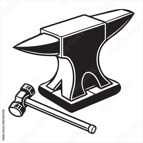 antique anvil silhouette vector