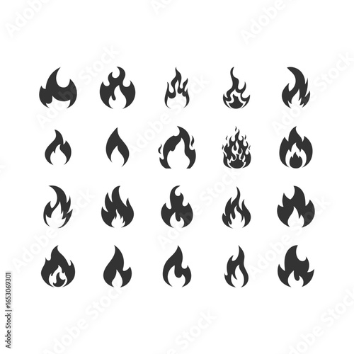 set of flame icons, fire