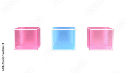 Glowing Cube Displays Pink Blue and Pink