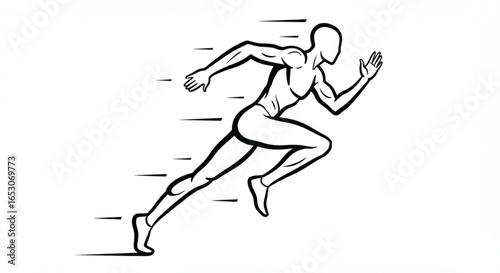 Illustration of a stylized runner in motion with speed lines indicating fast movement and athleticism
