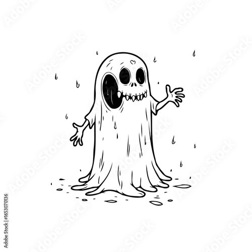 Cute halloween ghost character illustration vector art graphic design for spooky season spirit of festive