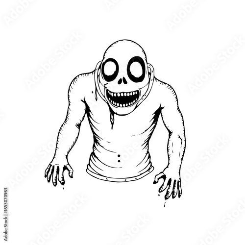 Unleashing the shadows: A hauntingly unique hand-drawn creepy zombie character illustration for halloween
