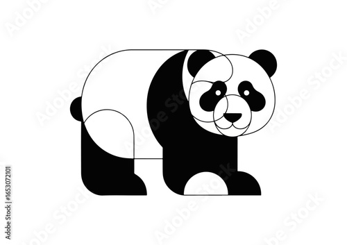 Abstract black and white panda graphic design