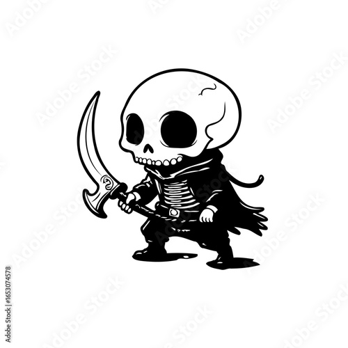 Whimsical skeleton character with menacing scythe a halloween themed artwork with playful design halloween season