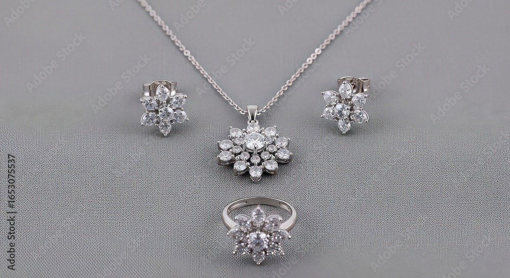 Obraz premium silver earrings with diamonds