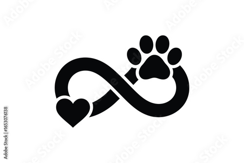 Infinity Love for Pets Heart and Paw Print Symbol