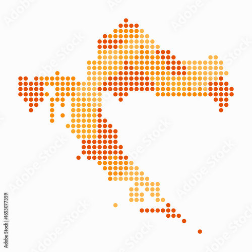 Croatia dotted map. Digital style map of the country on white background. Croatia shape with circle dots. Colored dots style. Large size circles. Modern vector illustration.