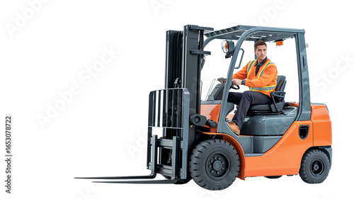 Professional Forklift Operator in Safety Gear on Duty
