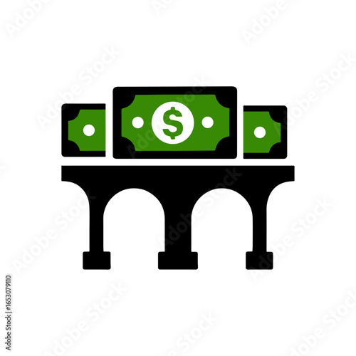 A bridge silhouette made from banknotes, symbolizing connecting opportunities