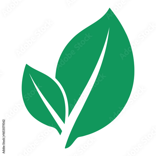 Vector logo design with green leaf icon, a symbol of ecology and nature, promoting an organic and environmentally friendly concept