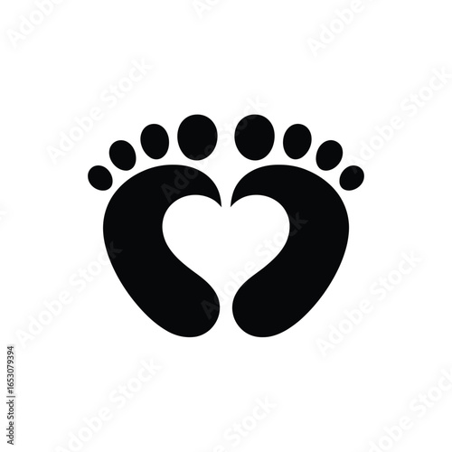 Baby Footprints Forming a Heart Shape Symbol of Love and Care