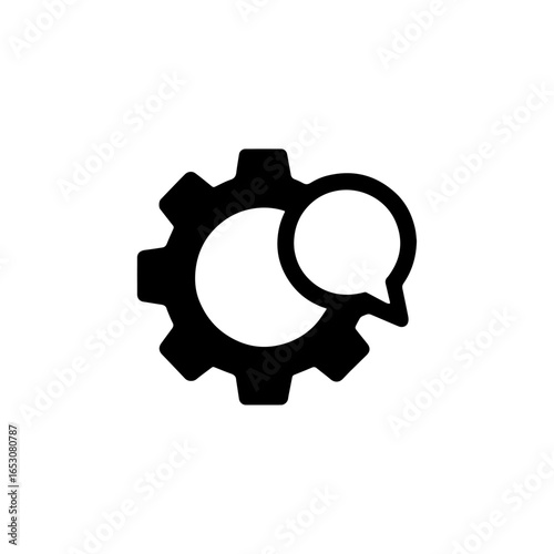 Circular settings gear with chat bubble icon