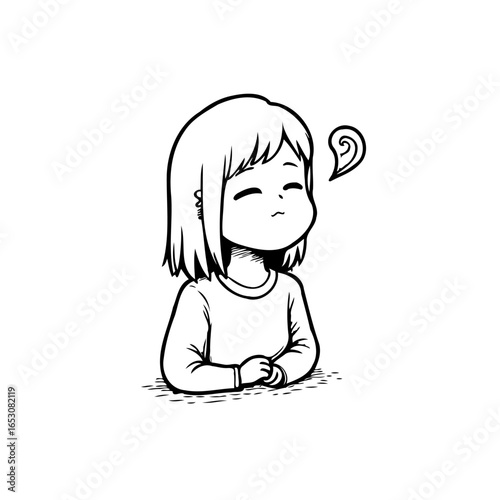 A thoughtful girl with short hair is lost in her own mind thinking deeply about something important and complex