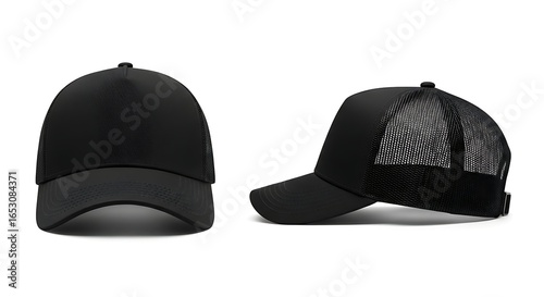 Black Trucker Cap Mockup Template