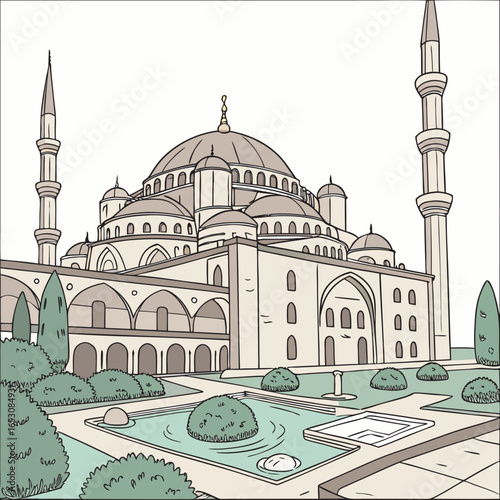 the blue mosque vector illustration 
