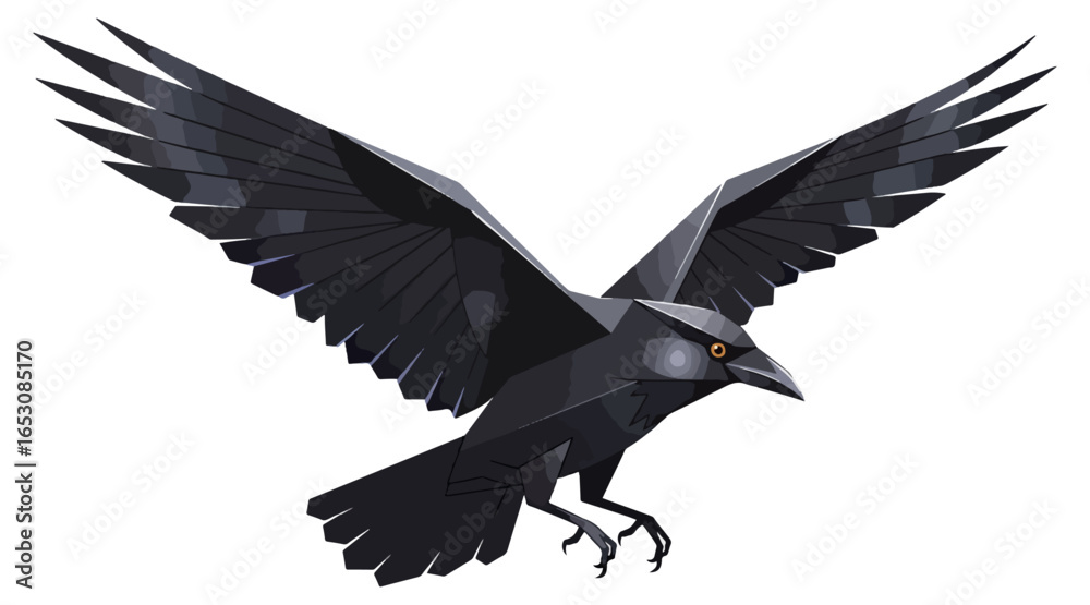 Obraz premium Geometrically designed flying crow illustration