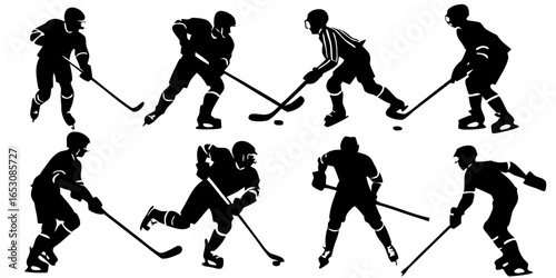 Thrilling Black and White Hockey Players Art