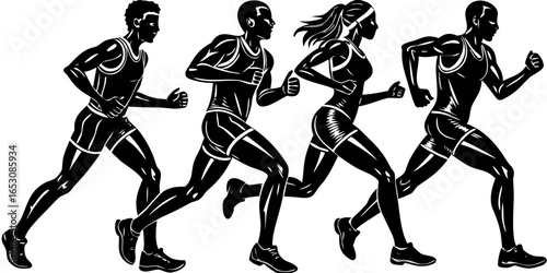 Active Runner Silhouette Racing Sequence