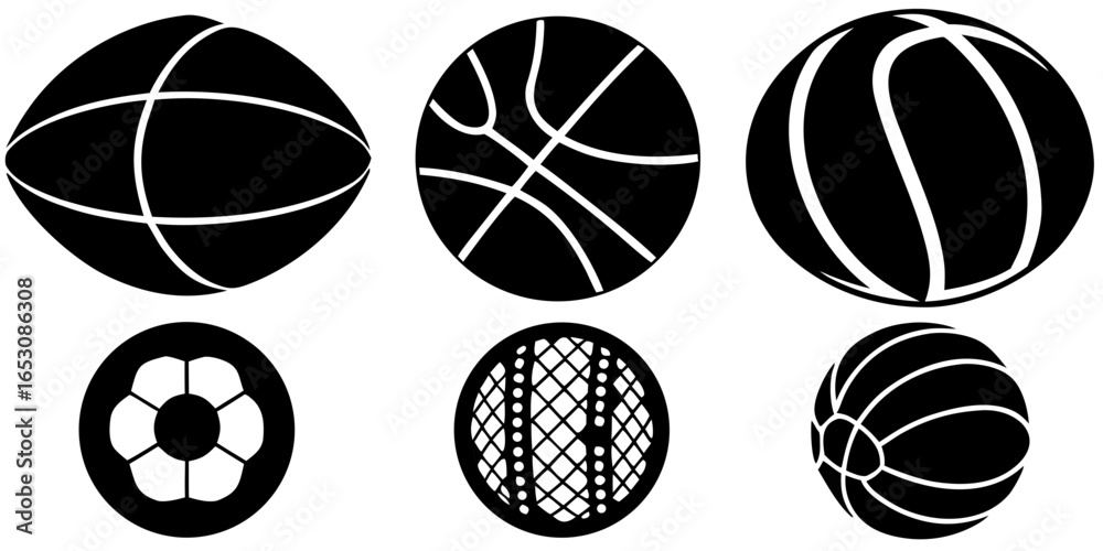 Fototapeta premium Striking Black and White Sports Ball Collection
