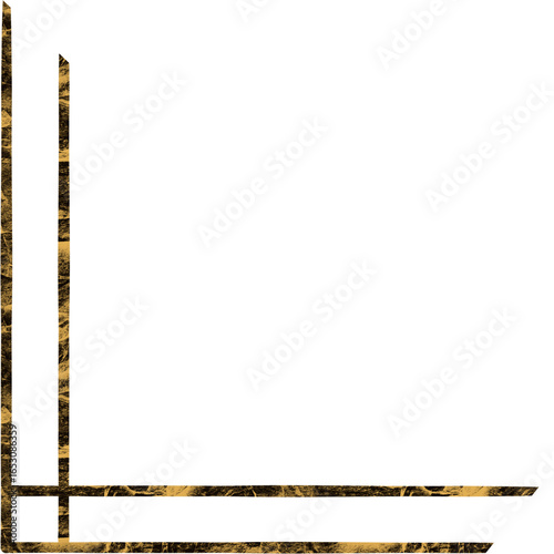 Black and Gold Marble Corner Border Frame with Transparent Background