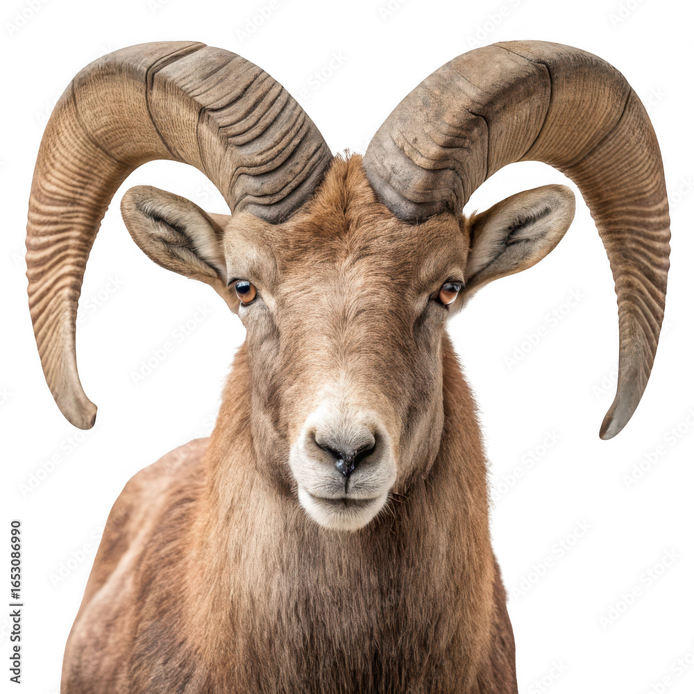 Obraz premium Bighorn ram head isolated on transparent background
