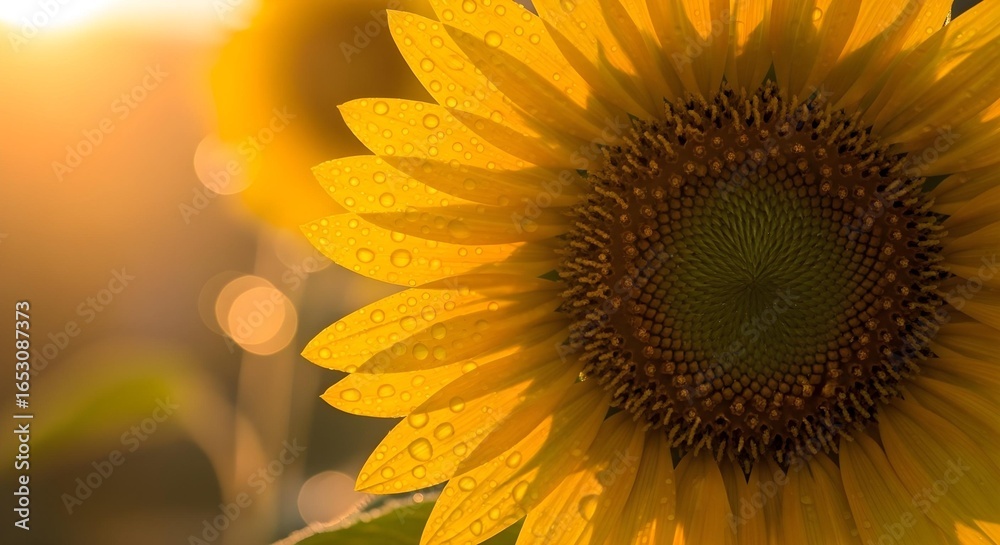 Fototapeta premium Close-up of dewdrops on a freshly bloomed flower