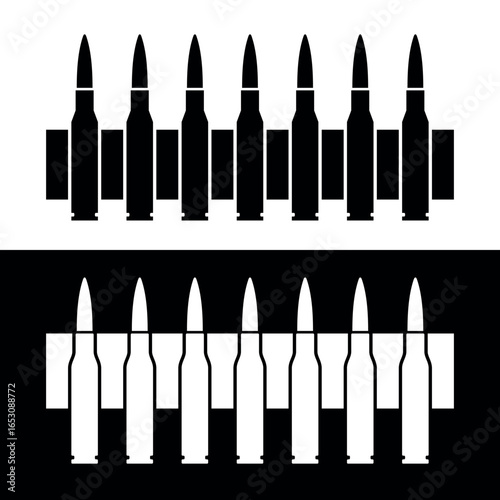 Machine gun belt icon. Cartridge belt, symbol of army or war. Cartridges, attributes of soldiers, shooting or automatic firearms.