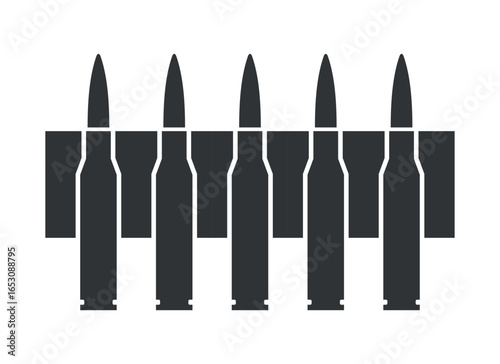 Machine gun belt icon. Cartridge belt, symbol of army or war. Cartridges, attributes of soldiers, shooting or automatic firearms.