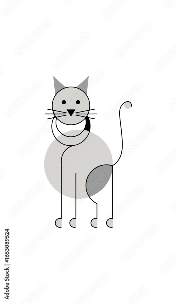 Fototapeta premium Simple gray cat illustration