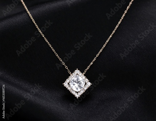 Diamond necklace on black fabric